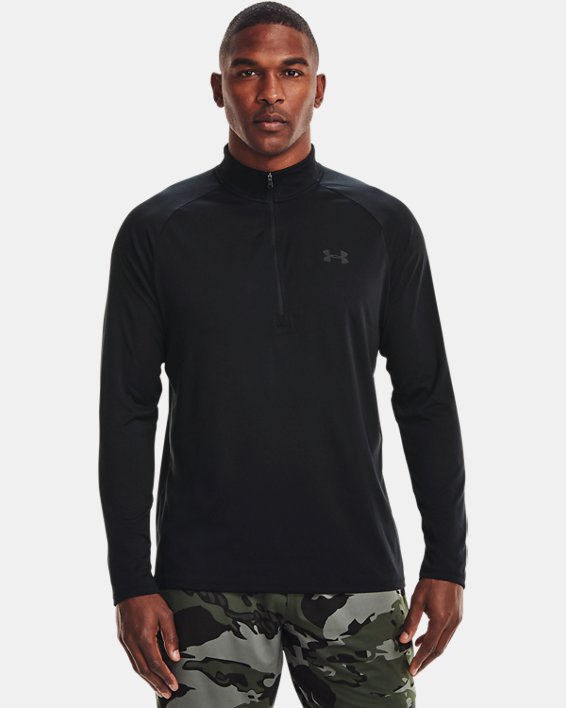 Herren UA Tech™ Shirt mit ½-Zip, langärmlig, Black, pdpMainDesktop image number 0